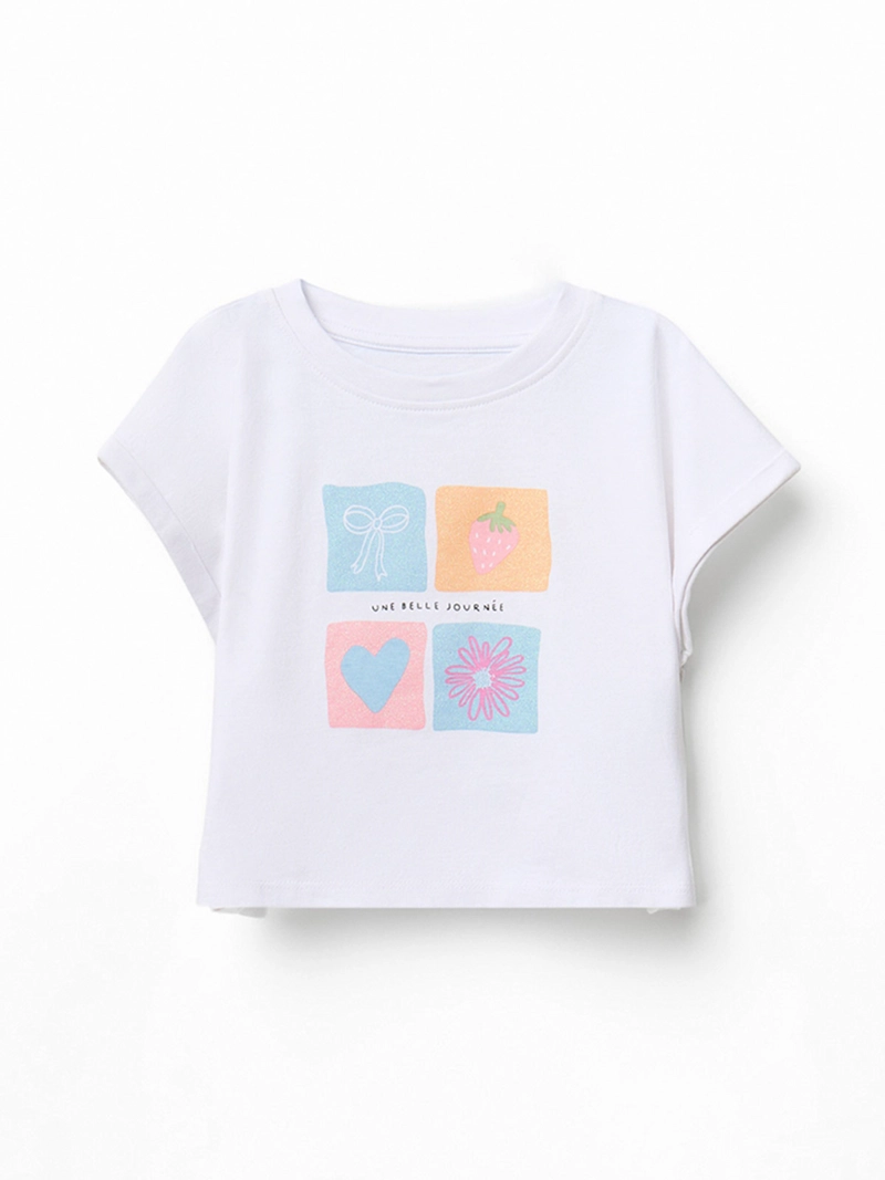 CONJUNTO NIÑA SFERA ALGODÓN POLERA MANGA CORTA CON DIBUJO PANTALÓN CORTO - 2