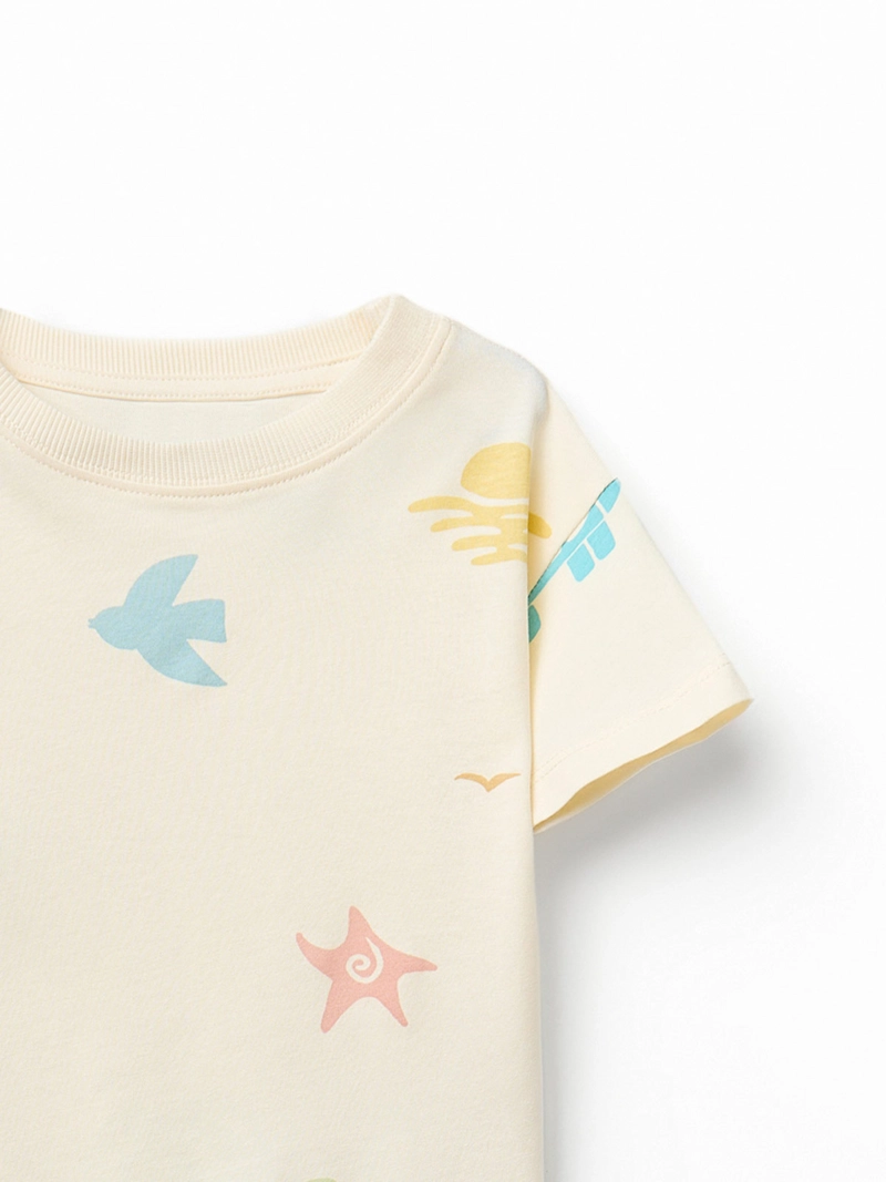 CONJUNTO BEBÉ NIÑO SFERA ALGODÓN  POLERA ESTAMPADA Y PANTALÓN CORTO CORDÓN AJUSTABLE - 4