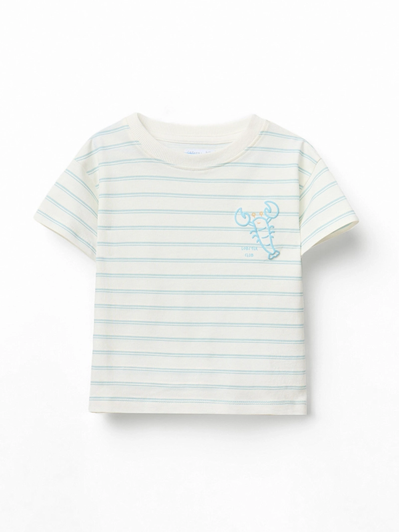 CONJUNTO BEBÉ NIÑO SFERA ALGODÓN POLERA A RAYAS LANGOSTA Y PANTALÓN CORTO CORDÓN AJUSTABLE - 2