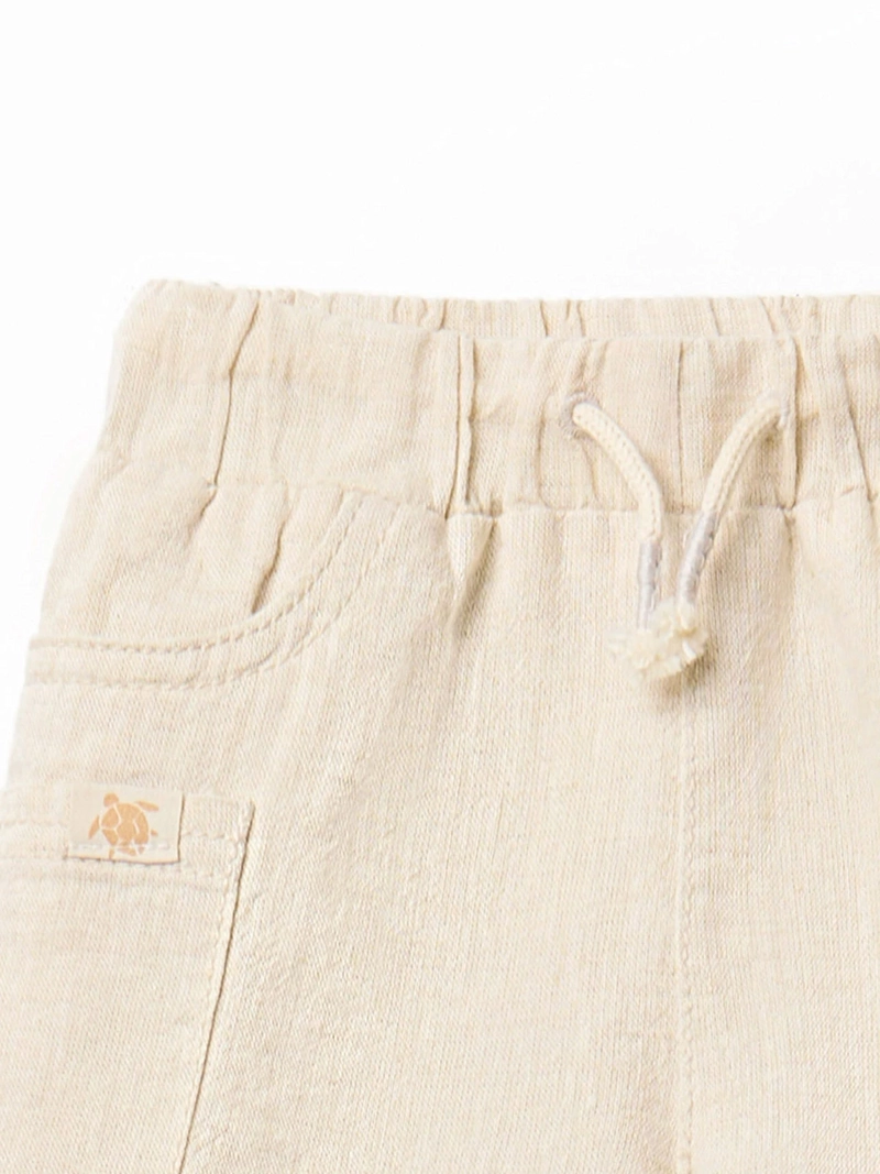 SHORT BEBÉ NIÑO SFERA LINO Y ALGODÓN TIPO CARGO CON CORDONES AJUSTABLES - 2