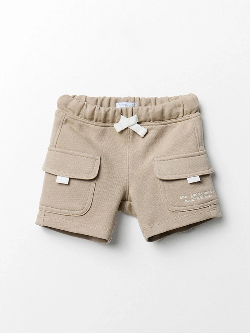 SHORT BEBÉ NIÑO SFERA ESTILO CARGO CORTO CINTURA AJUSTABLE CON CORDONES Y BOLSILLOS