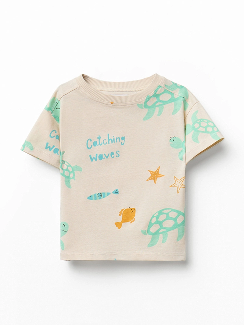 POLERA BEBÉ NIÑO SFERA ALGODÓN MANGA CORTA ESTAMPADO TORTUGUITA