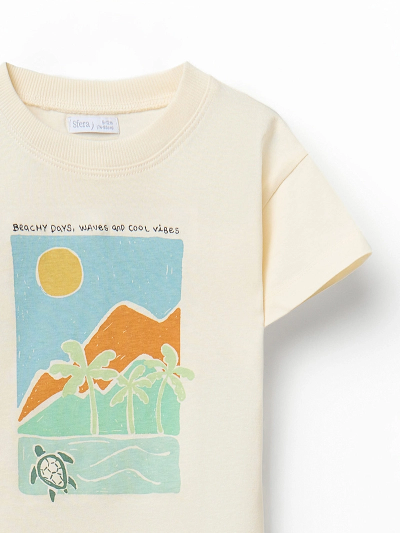 POLERA BEBÉ NIÑO SFERA ALGODÓN MANGA CORTA CUELLO REDONDO ESTAMPADO DELANTERO - 2