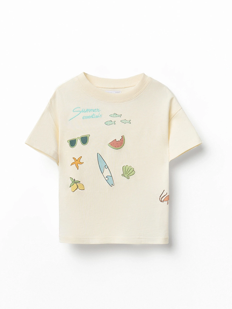 POLERA BEBÉ NIÑO SFERA ALGODÓN MANGA CORTA DETALLES 3D - 1