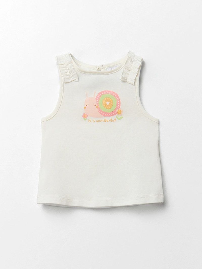 POLERA BEBÉ NIÑA SFERA ALGODÓN CULLO REONDO DETALLE DRAPREADO EN TIRANTE - 1