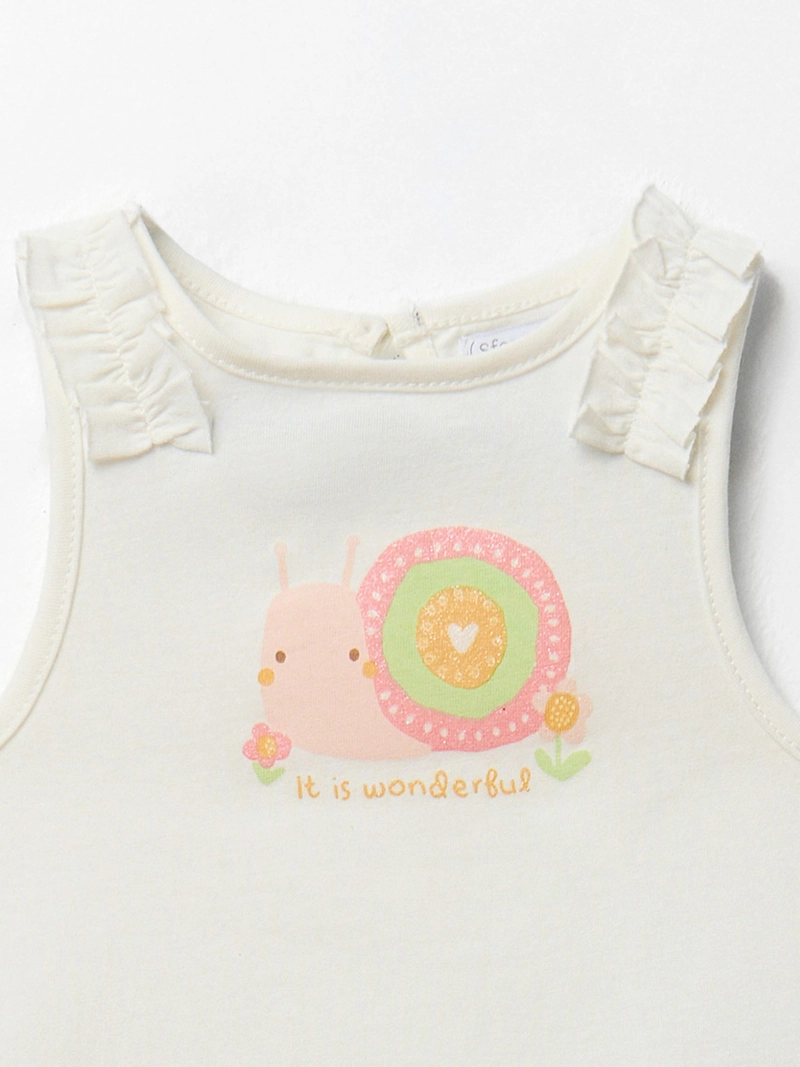 POLERA BEBÉ NIÑA SFERA ALGODÓN CULLO REONDO DETALLE DRAPREADO EN TIRANTE - 3