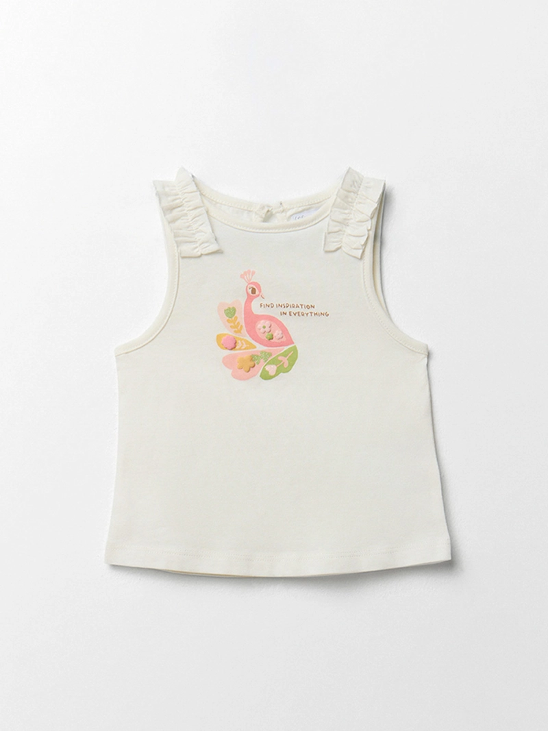 POLERA BEBÉ NIÑA SFERA ALGODÓN CULLO REONDO DETALLE DRAPREADO EN TIRANTE - 1
