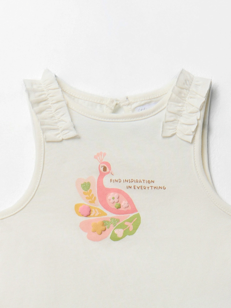 POLERA BEBÉ NIÑA SFERA ALGODÓN CULLO REONDO DETALLE DRAPREADO EN TIRANTE - 3