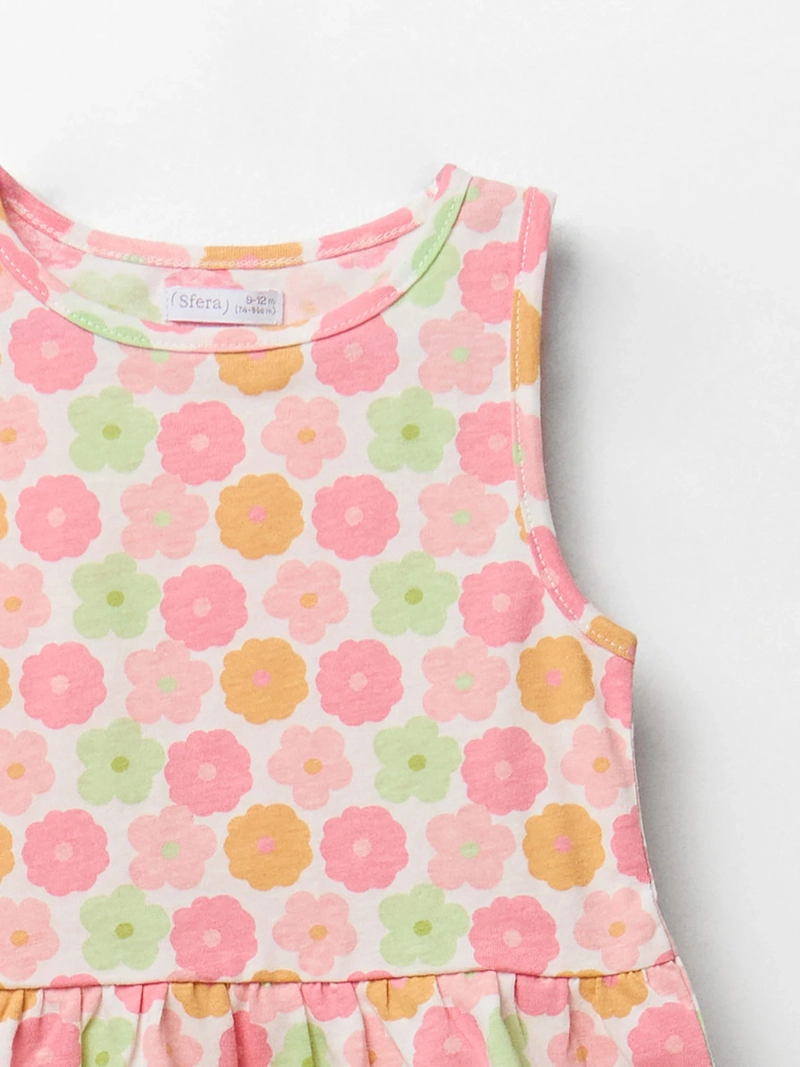 POLERA BEBÉ NIÑA SFERA ALGODÓN SIN MANGAS ESTAMPADA DETALLE DE VOLANTE - 2