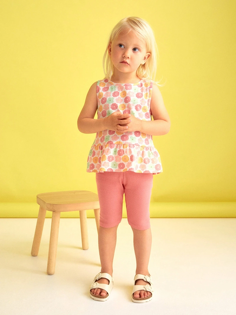 POLERA BEBÉ NIÑA SFERA ALGODÓN SIN MANGAS ESTAMPADA DETALLE DE VOLANTE - 3