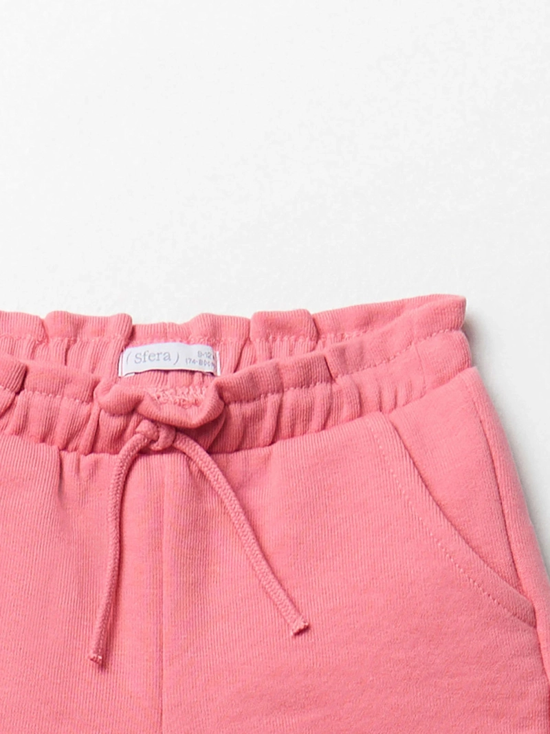 SHORT BEBÉ NIÑA SFERA TEJIDO MEZCLA DE ALGODÓN DISEÑO LISO CORDÓN AJUSTABLE EN CINTURA - 2
