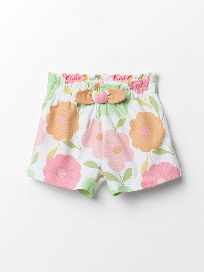 SHORT BEBÉ NIÑA SFERA ALGODÓN ESTAMPADO DE FLORES CINTURA ELÁSTICA