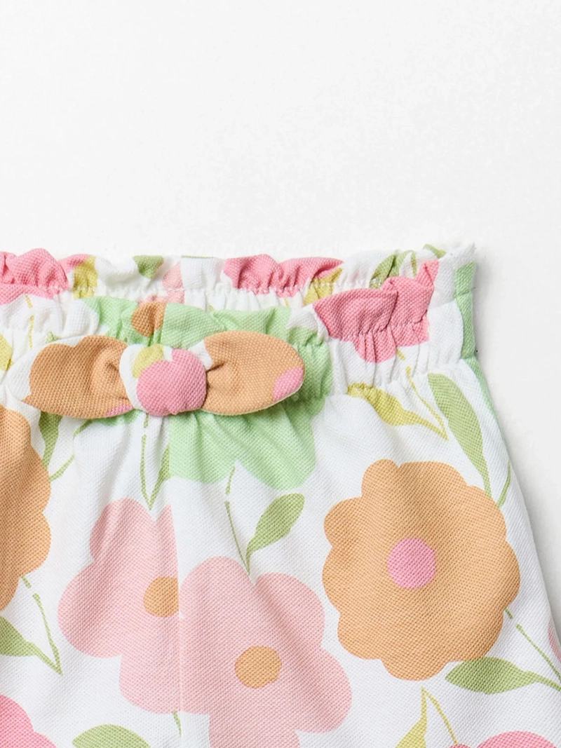 SHORT BEBÉ NIÑA SFERA ALGODÓN ESTAMPADO DE FLORES CINTURA ELÁSTICA - 2