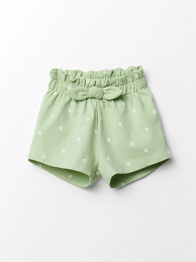 SHORT BEBÉ NIÑA SFERA ALGODÓN ESTAMPADO DE FLORES CINTURA ELÁSTICA