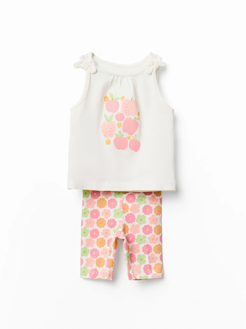 CONJUNTO BEBÉ NIÑA SFERA ALGODÓN POLERA Y LEGGINS ESTAMPADO FLORES