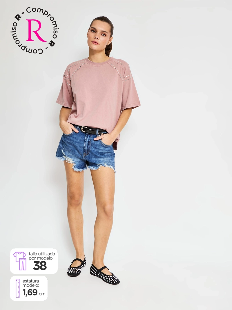 SHORT MUJER BARBADOS ALGODÓN ROTURAS DENIM