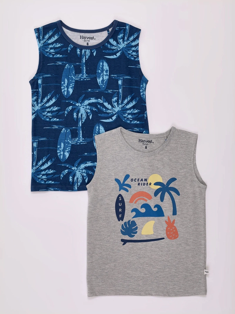 PACK X2 POLERAS NIÑO HARVEST SIN MANGAS ALGODÓN
