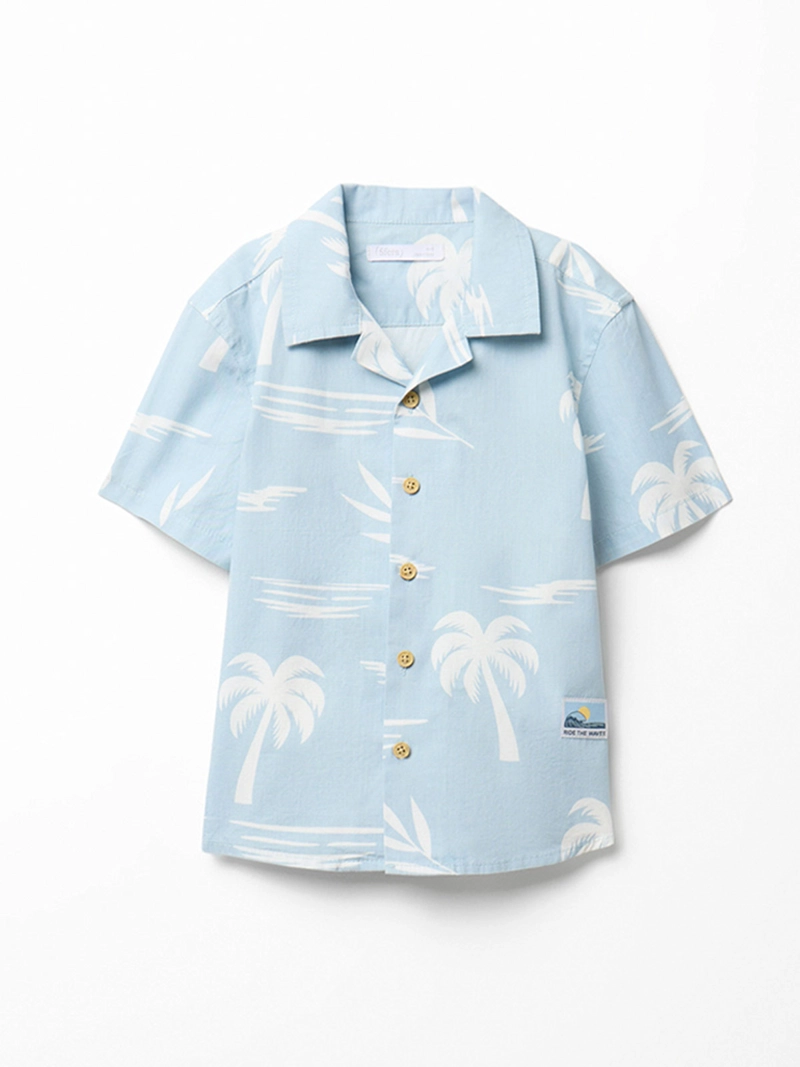CAMISA NIÑO SFERA MANGA CORTA CUELLO CAMISERO ESTAMPADO PALMERAS - 1