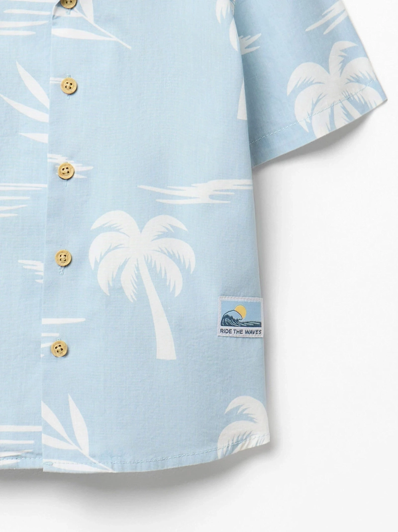 CAMISA NIÑO SFERA MANGA CORTA CUELLO CAMISERO ESTAMPADO PALMERAS - 3