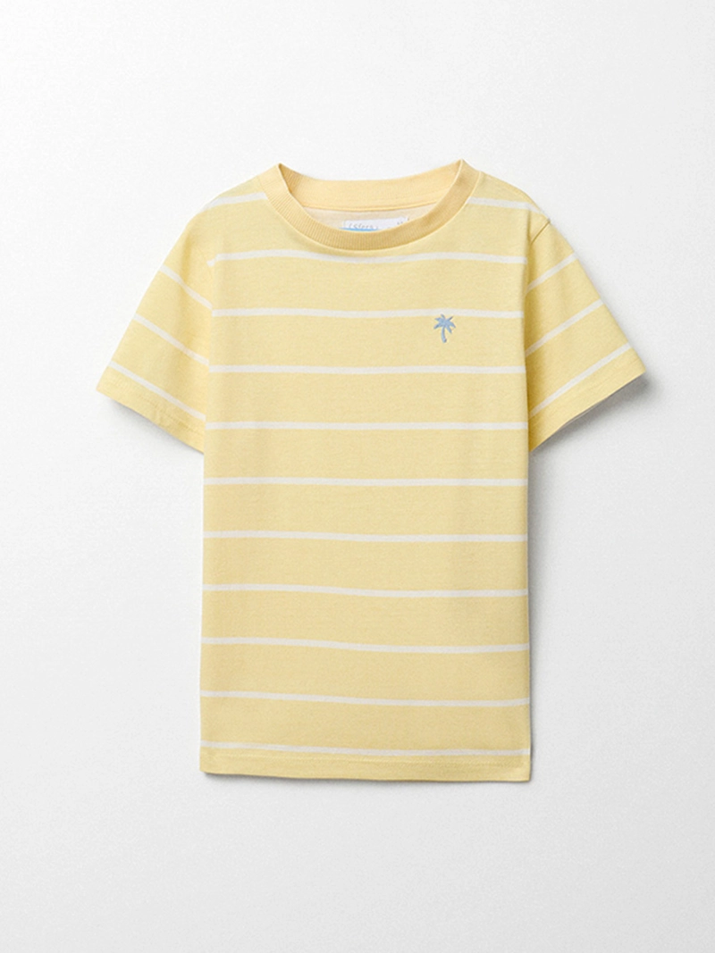 POLERA NIÑO SFERA MANGA CORTA DETALLE BORDADO RAYAS - 1