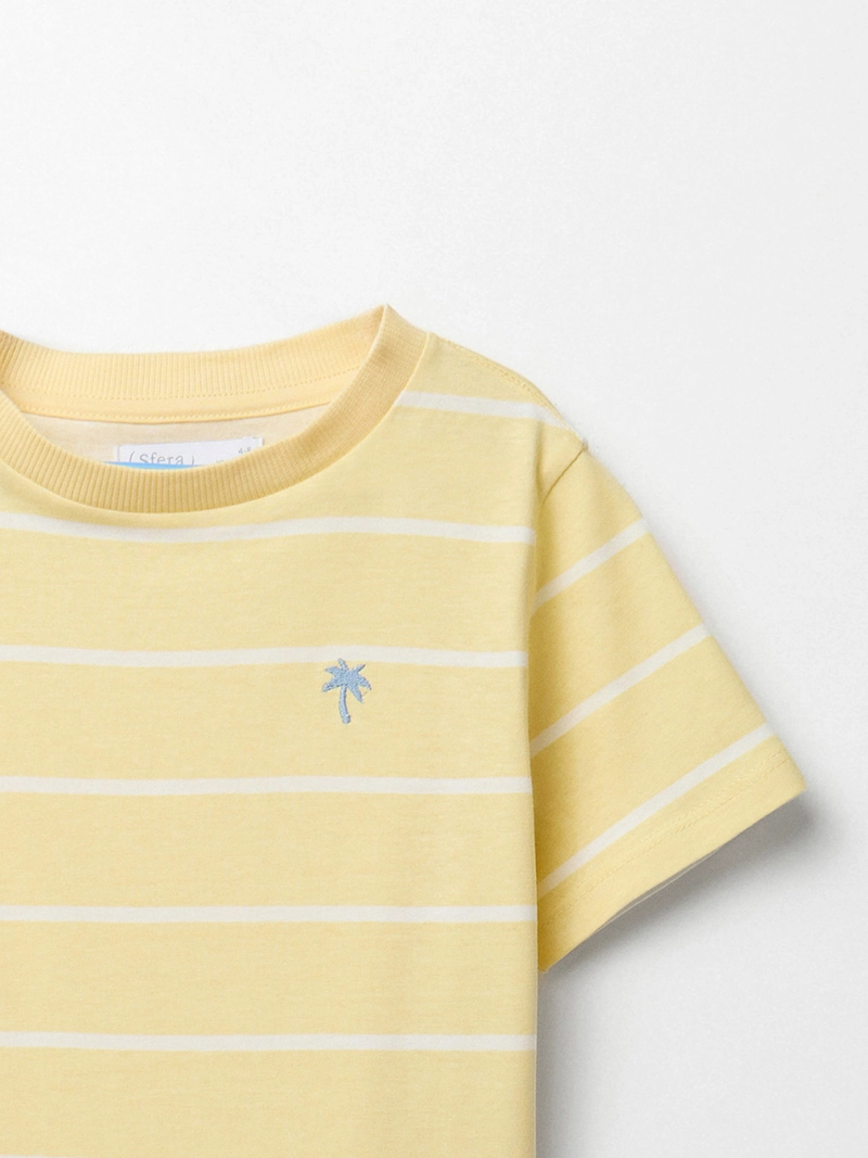 POLERA NIÑO SFERA MANGA CORTA DETALLE BORDADO RAYAS - 2