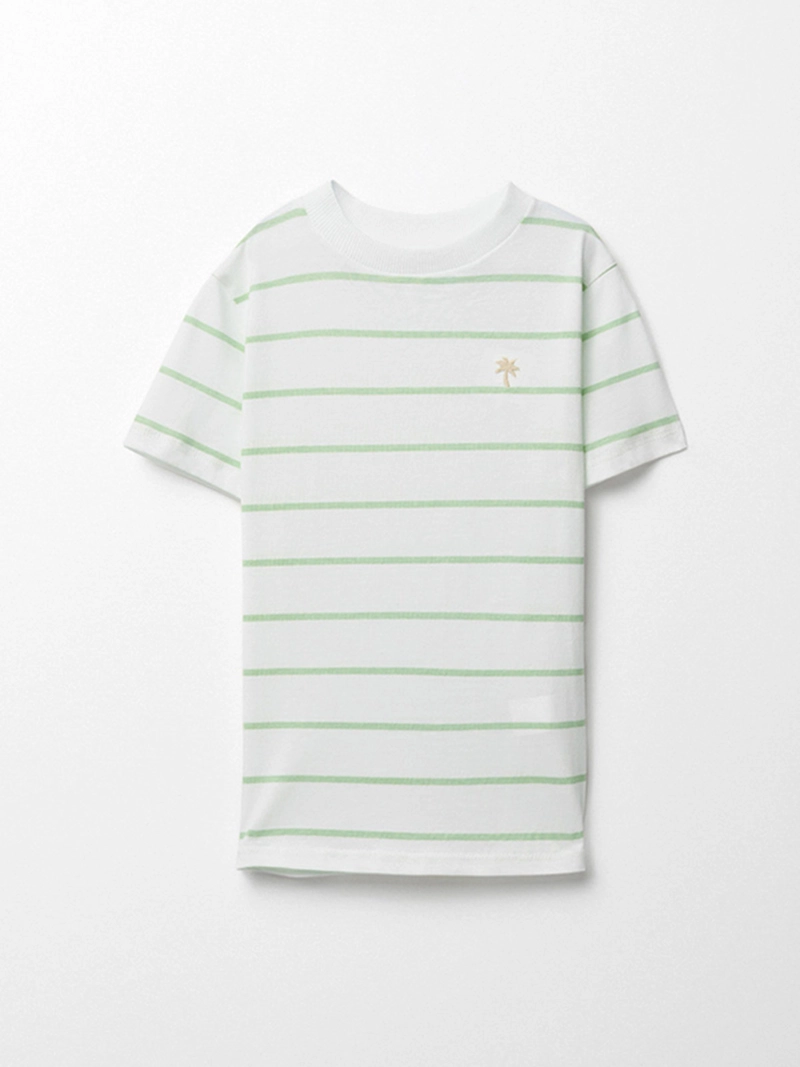 POLERA NIÑO SFERA MANGA CORTA DETALLE BORDADO RAYAS - 1