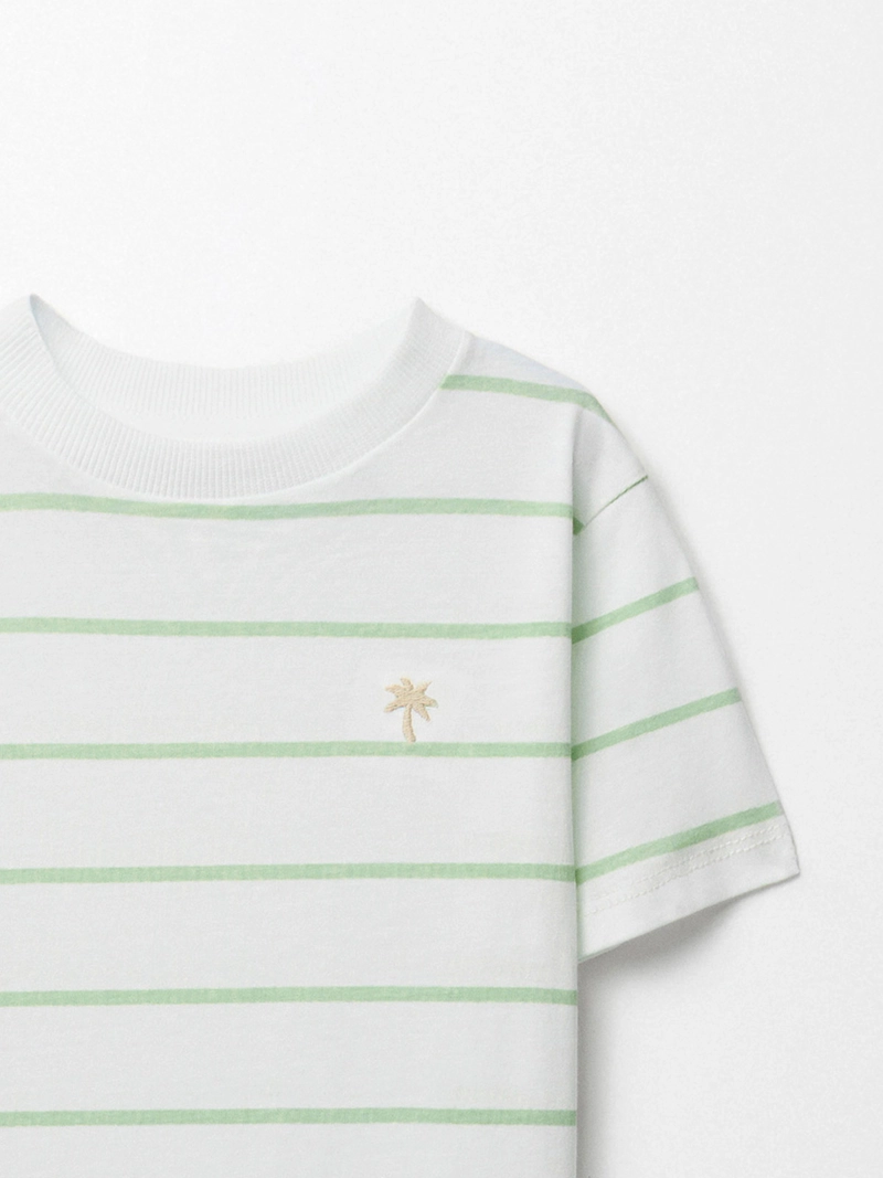 POLERA NIÑO SFERA MANGA CORTA DETALLE BORDADO RAYAS - 2