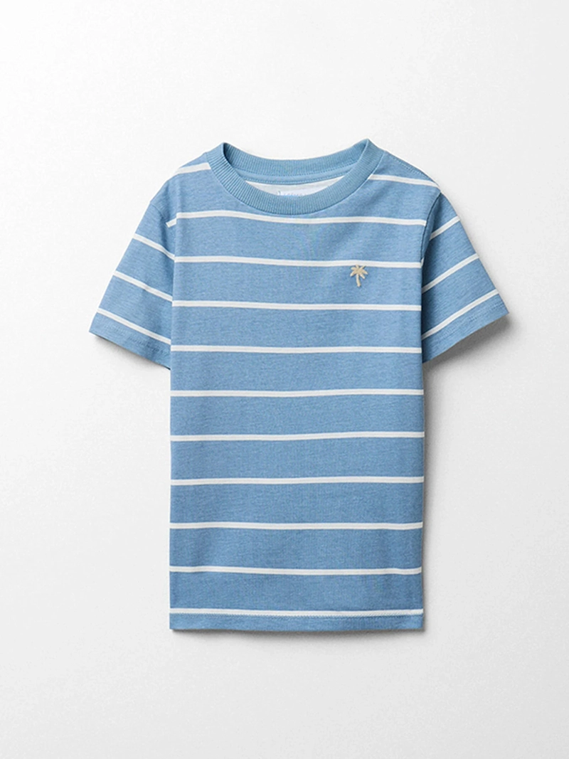 POLERA NIÑO SFERA MANGA CORTA DETALLE BORDADO RAYAS - 1