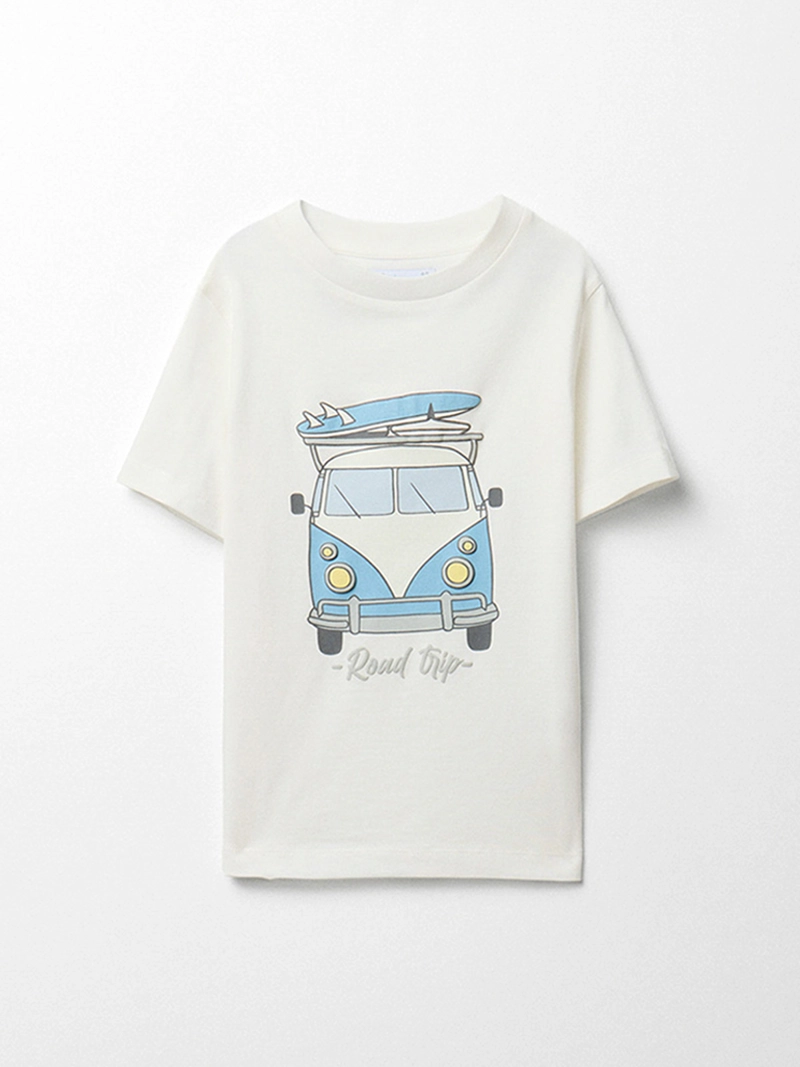 POLERA NIÑO SFERA MANGA CORTA CUELLO REDONDO ESTAMPADO DELANTERO - 1