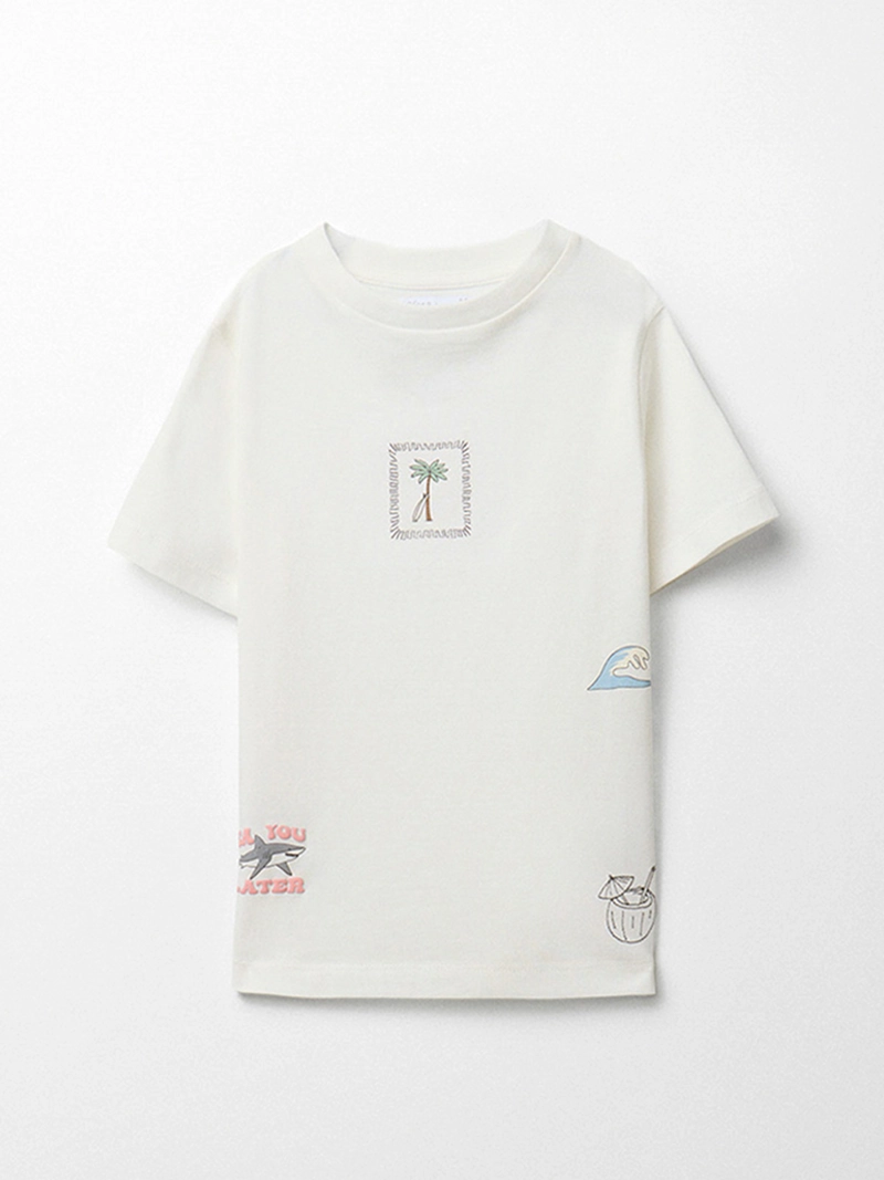 POLERA NIÑO SFERA MANGA CORTA CUELLO REDONDO DETALLES OCEÁNICOS - 1