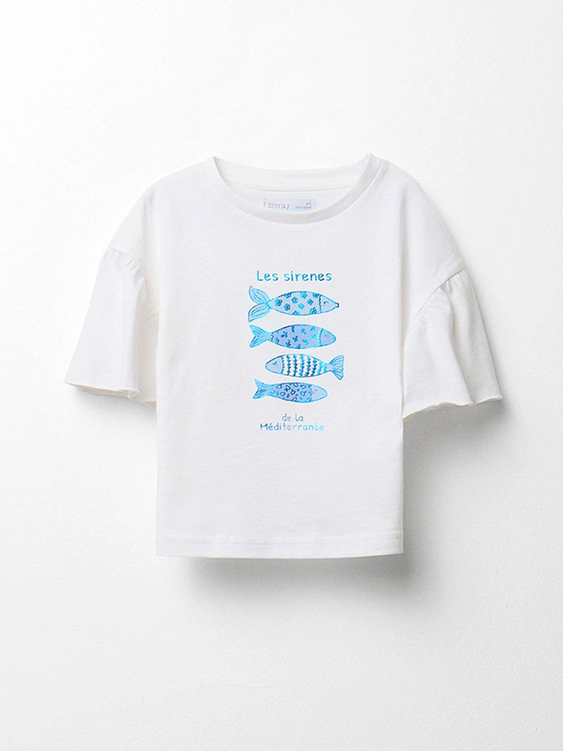 POLERA NIÑO SFERA MANGA CORTA CUELLO REDONDO ESTAMPADO DELANTERO - 1