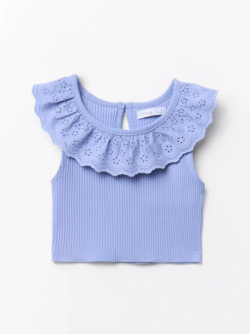 POLERA NIÑA SFERA SIN MANGAS CANAÑE CON CUELLO BORDADO - 1