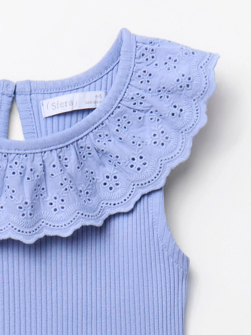 POLERA NIÑA SFERA SIN MANGAS CANAÑE CON CUELLO BORDADO - 3
