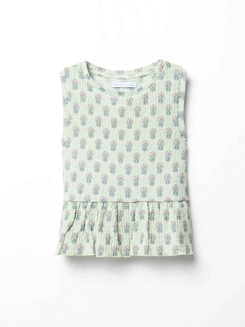 POLERA NIÑA SFERA MANGA CORTA CUELLO REDONDO CON VOLANTES - 1