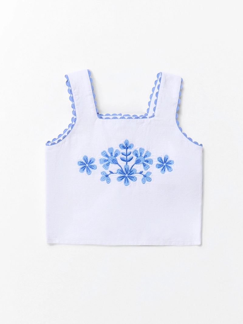 BLUSA NIÑA SFERA TIRANTES DETALLE BORDADO DELANTERO ESPALDA ASIMÉTRICA - 6