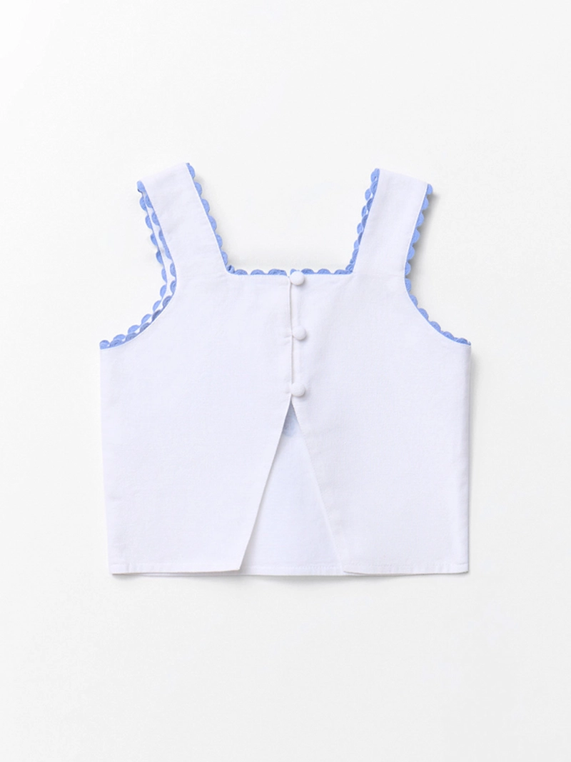 BLUSA NIÑA SFERA TIRANTES DETALLE BORDADO DELANTERO ESPALDA ASIMÉTRICA - 7