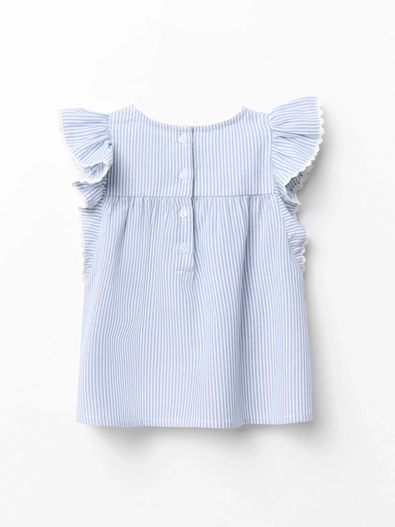 BLUSA NIÑA SFERA ESTAMPADA DE RAYAS MANGAS VOLANTES - 2