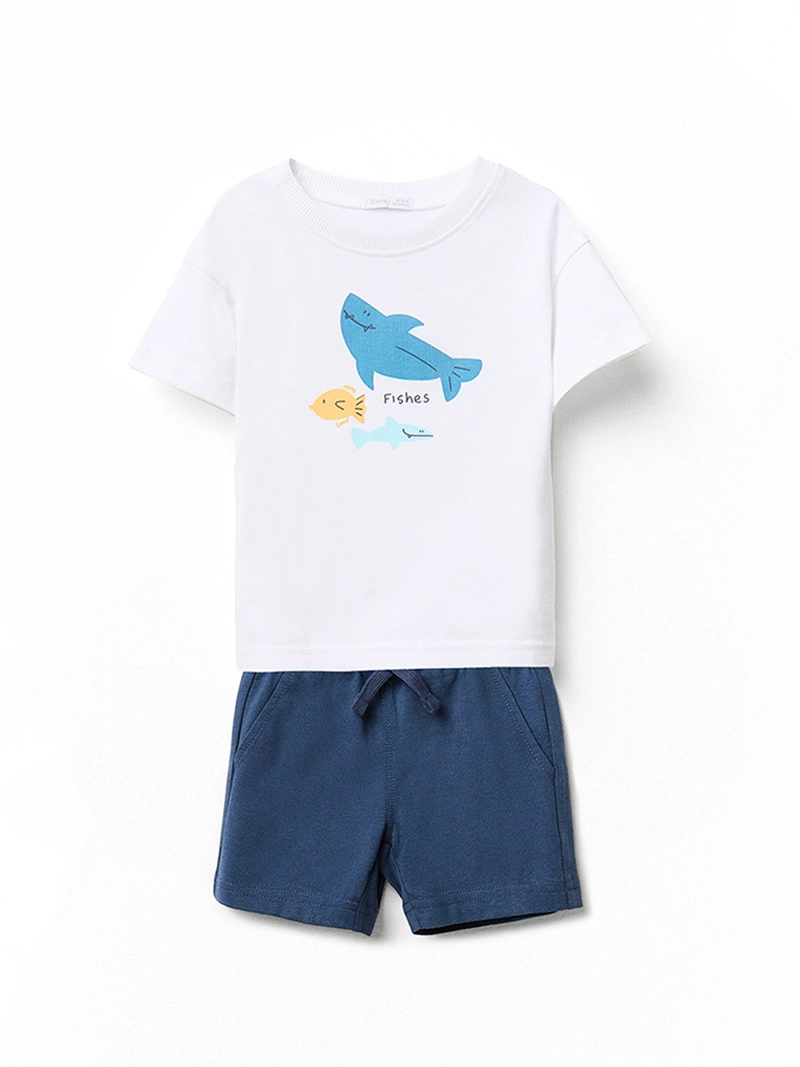 CONJUNTO BEBÉ NIÑO SFERA POLERA MANGA CORTA Y PANTALÓN CON BOLSILLOS - 1