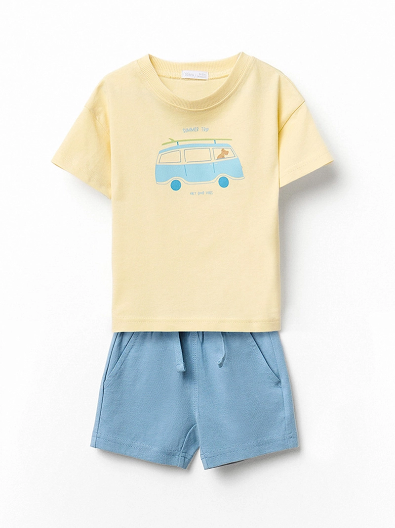 CONJUNTO BEBÉ NIÑO SFERA POLERA MANGA CORTA Y PANTALÓN CON BOLSILLOS - 1