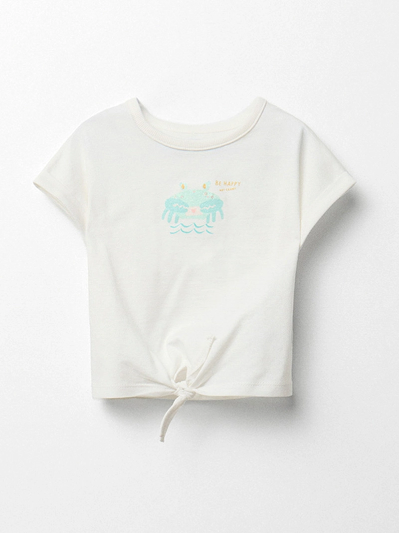 POLERA BEBÉ NIÑA SFERA MANGA CORTA CUELLO REDONDO NUDO DELANTERO - 1