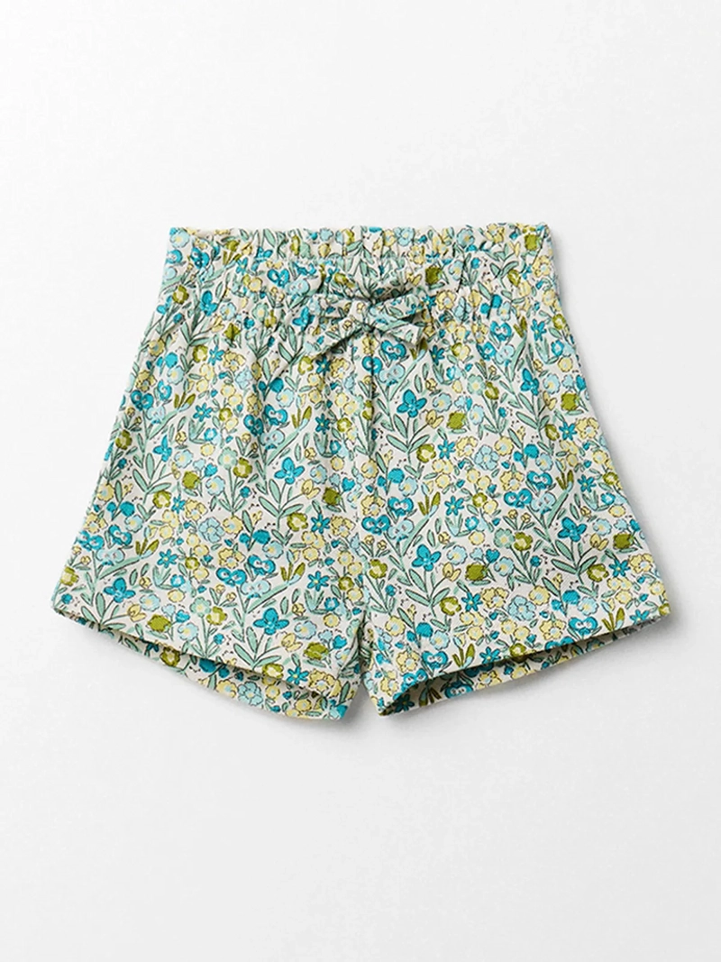 SHORT BEBÉ NIÑA SFERA ESTAMPADO FLORES DETALLE LAZO ALGODÓN - 1