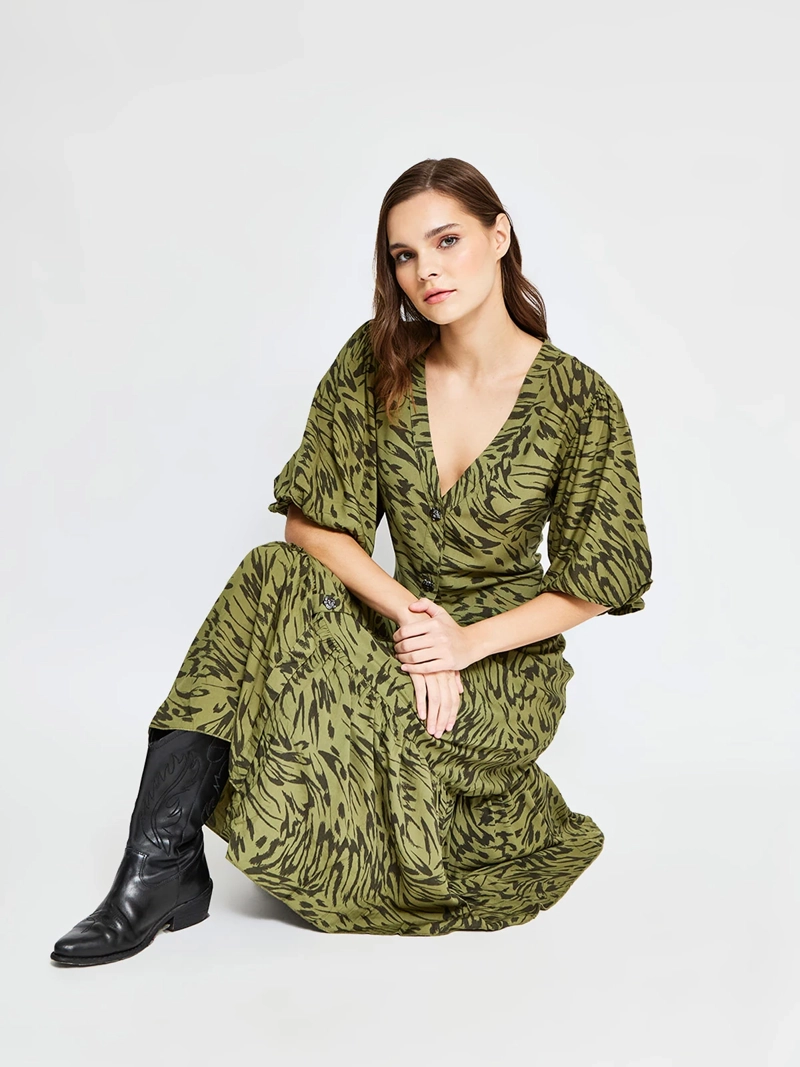 VESTIDO MUJER BARBADOS LARGO BOTONES PRINT - 2