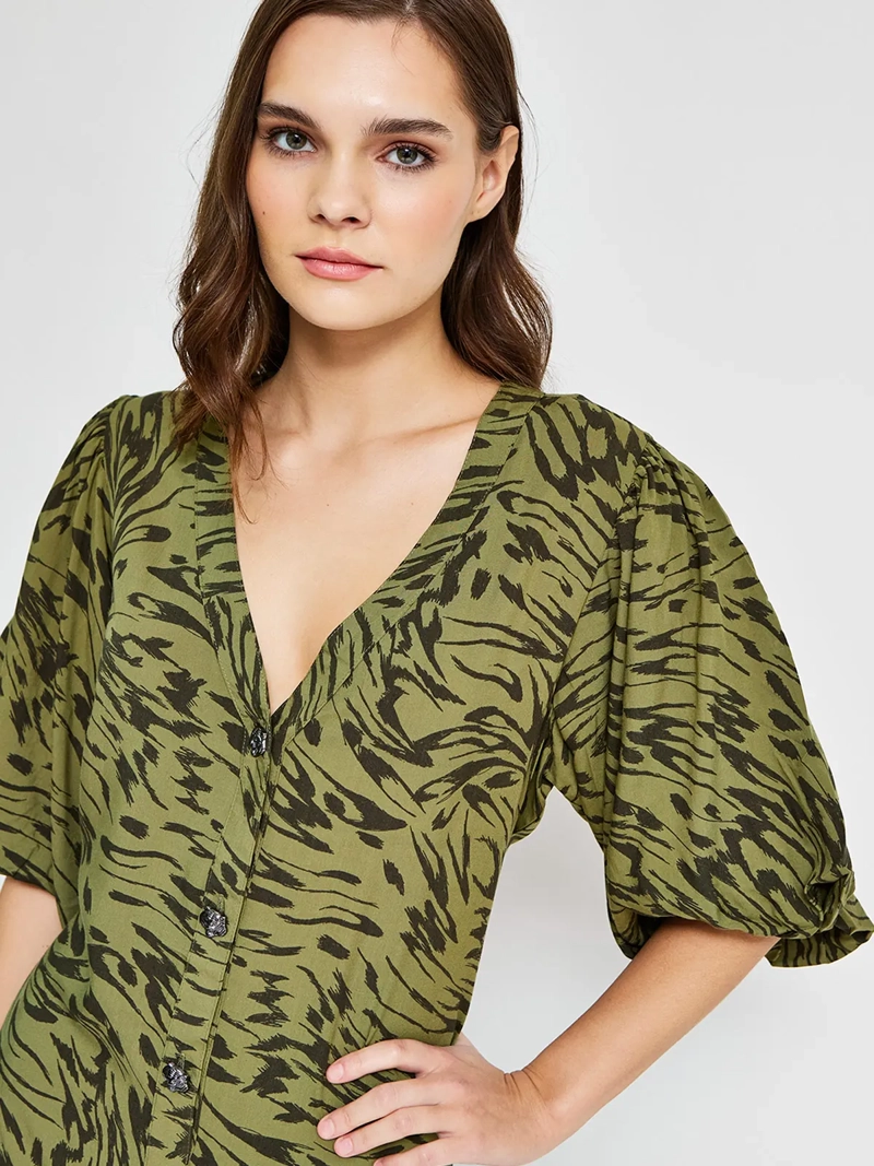 VESTIDO MUJER BARBADOS LARGO BOTONES PRINT - 4