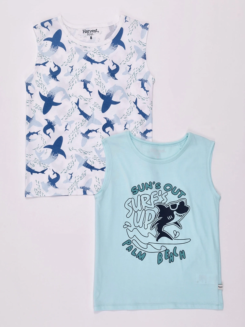 PACK X2 POLERAS NIÑO HARVEST SIN MANGAS ALGODÓN