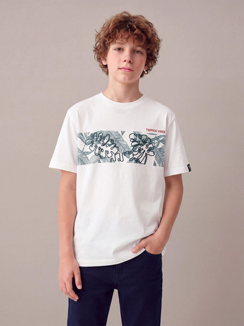 POLERA NIÑO CLOUDBREAK MANGA CORTA ALGODÓN BORDADO