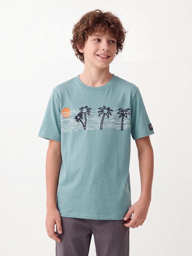 POLERA NIÑO CLOUDBREAK MANGA CORTA ALGODÓN BORDADO