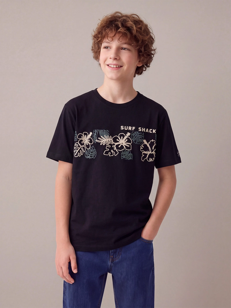 POLERA NIÑO CLOUDBREAK MANGA CORTA ALGODÓN BORDADO
