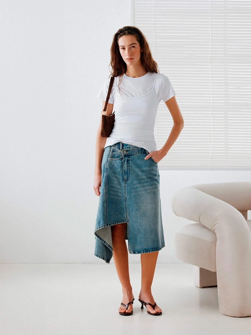 FALDA MUJER INDEX MIDI DENIM - ELEGIDO TINI - 1
