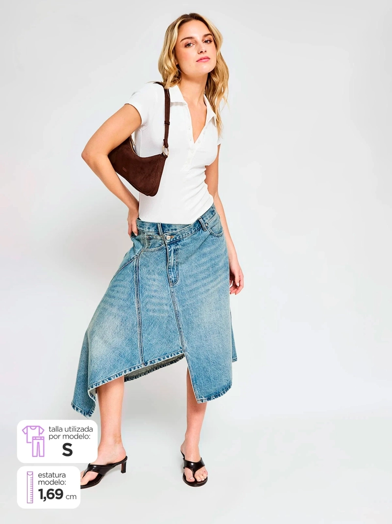FALDA MUJER INDEX MIDI DENIM - ELEGIDO TINI - 2
