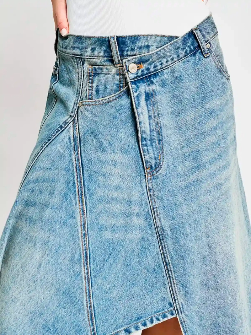 FALDA MUJER INDEX MIDI DENIM - ELEGIDO TINI - 5